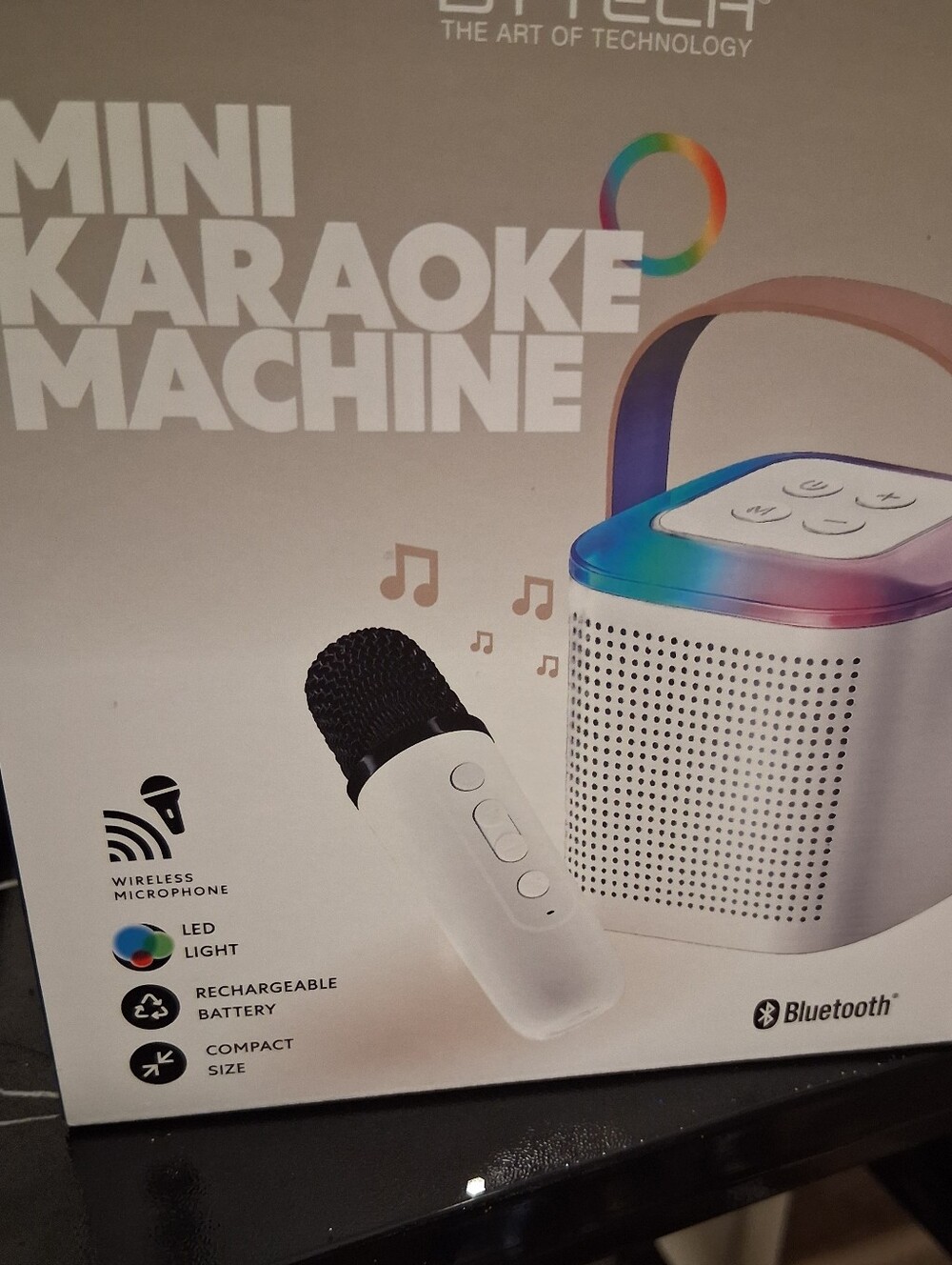 Mini Karaoke Machine with Wireless Microphone - White